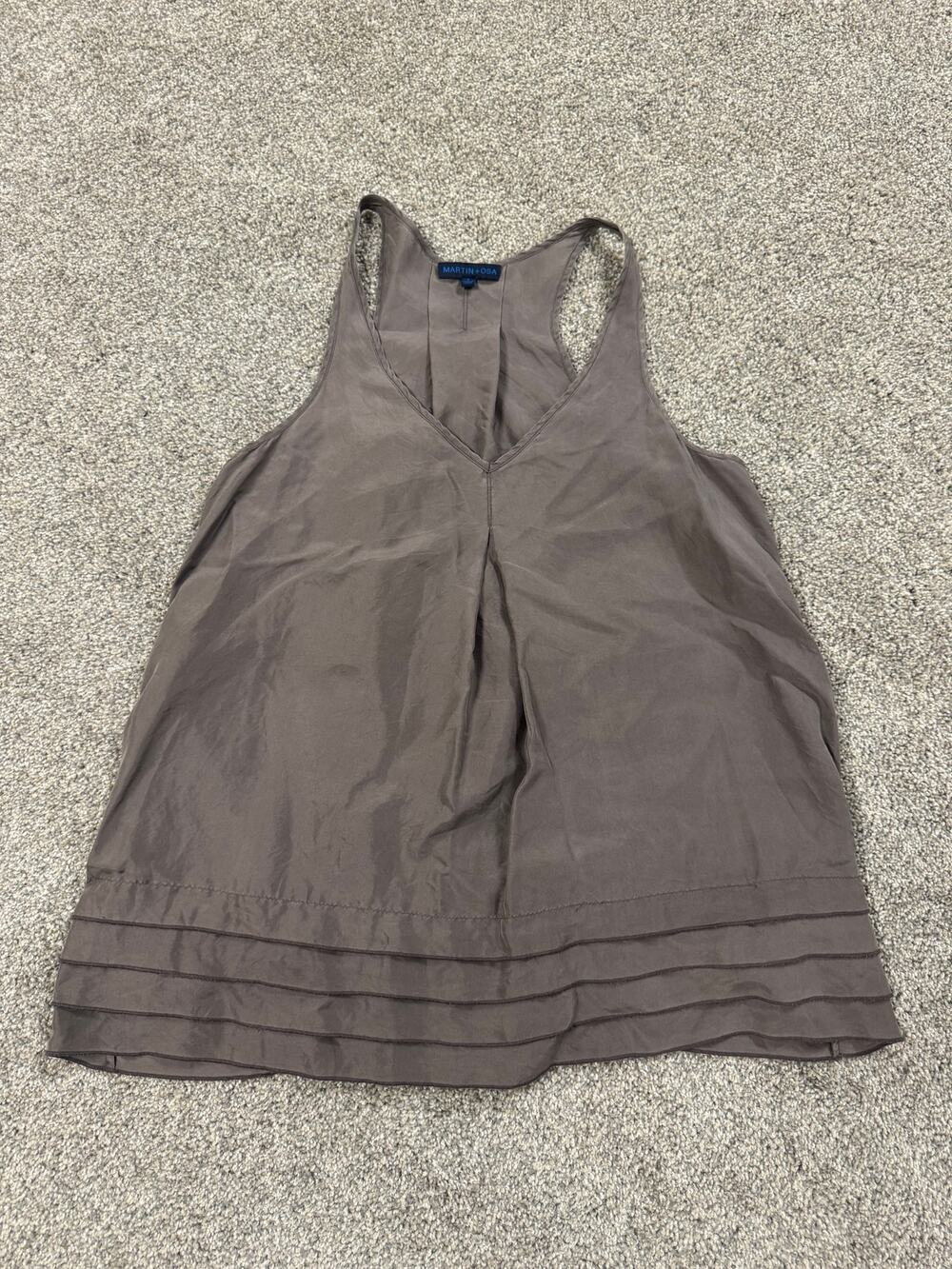Martin + Osa Silk Taupe V-Neck Racerback Tank